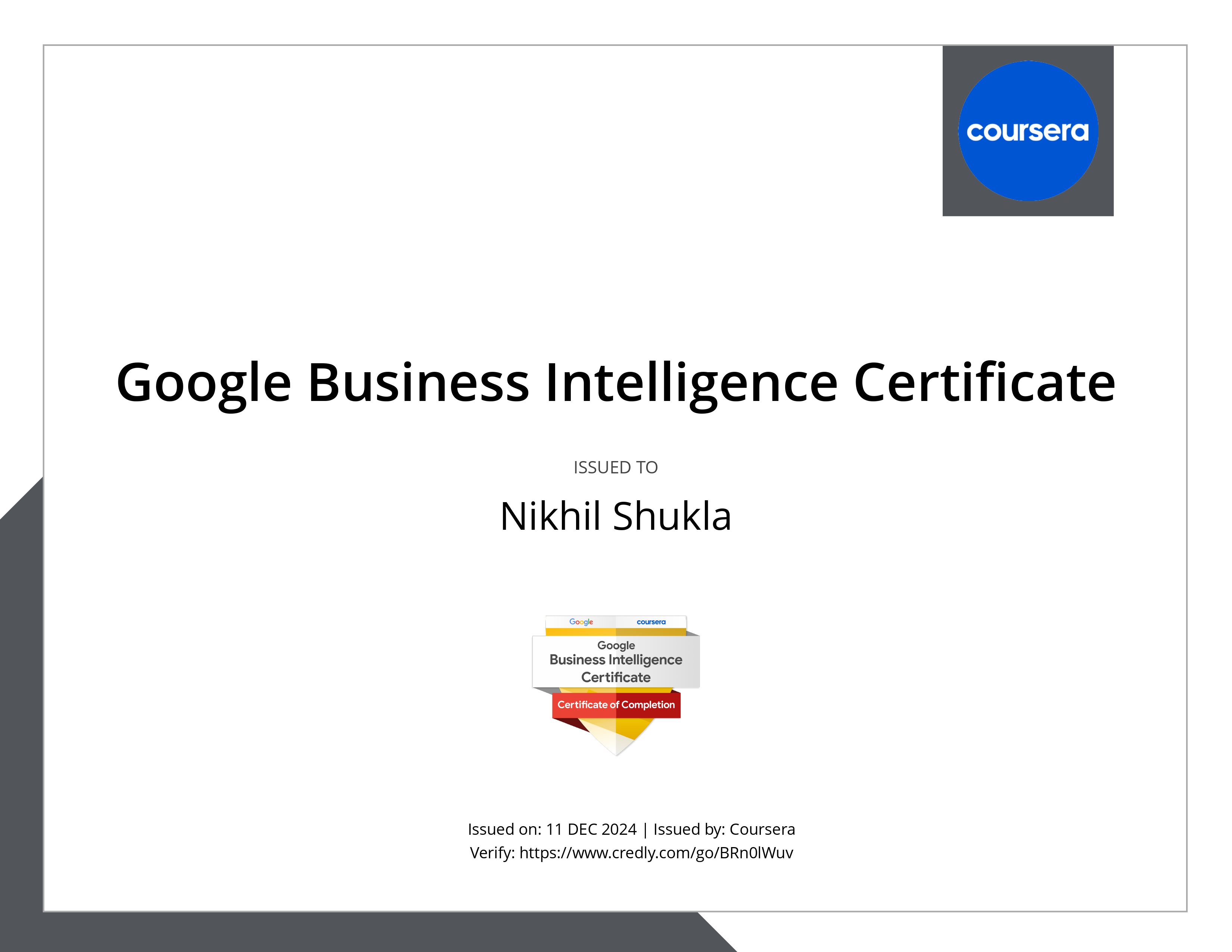 Google Business Intelligence Certificate
