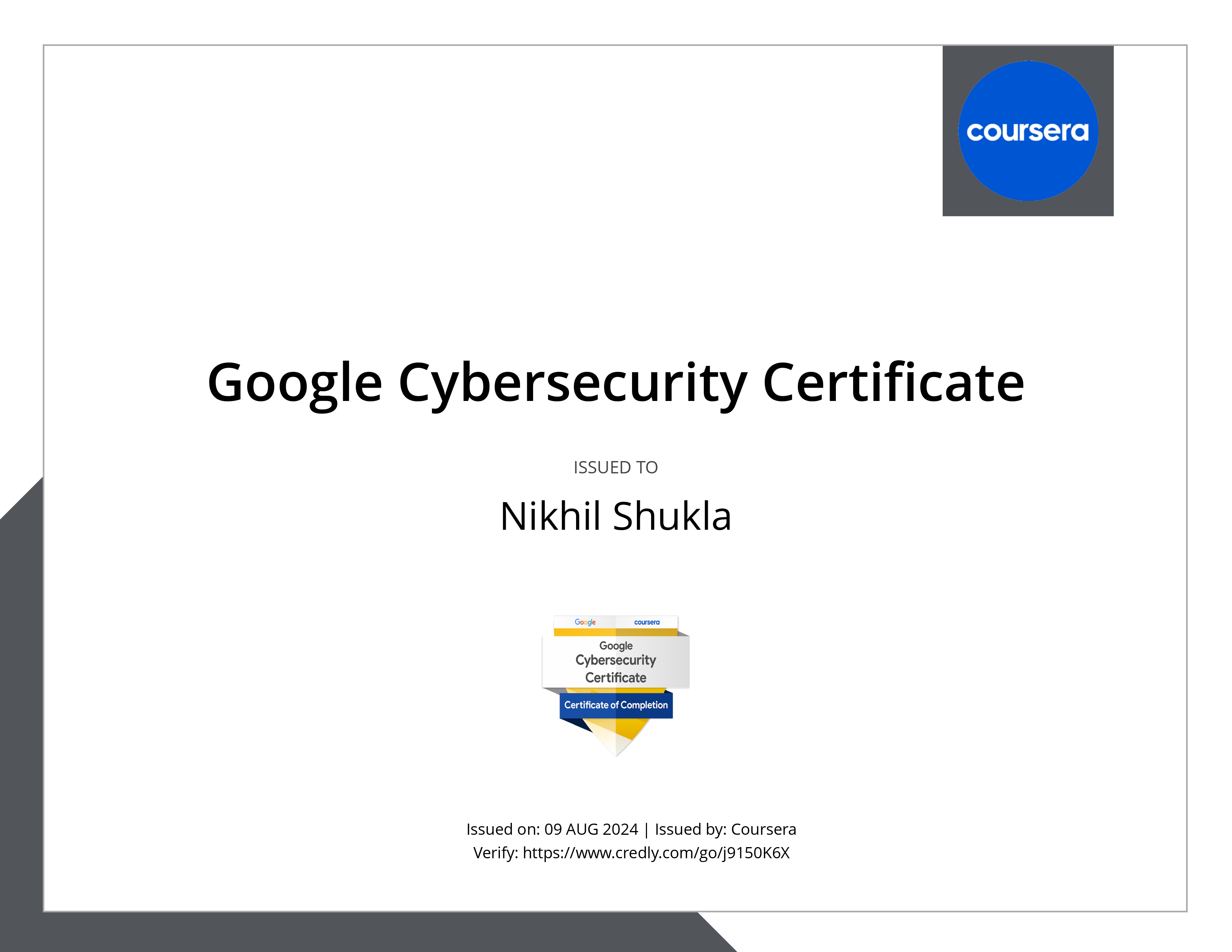 Google Cybersecurity Professional Certificate
