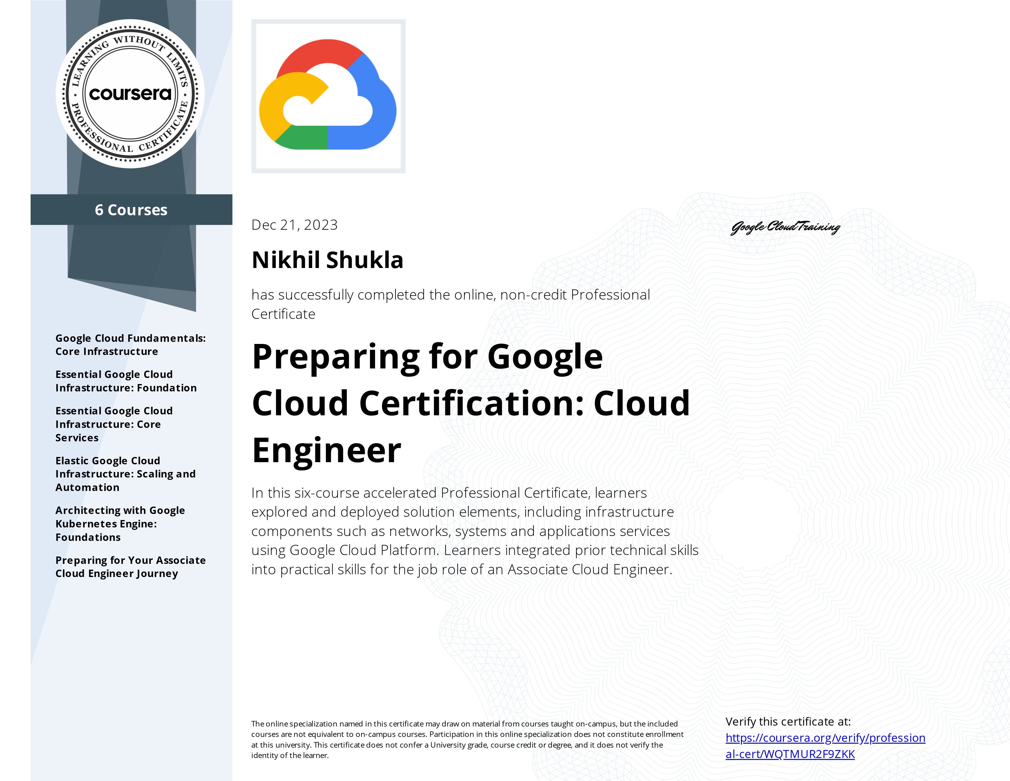 Google Cloud Certification: Cloud Engineer